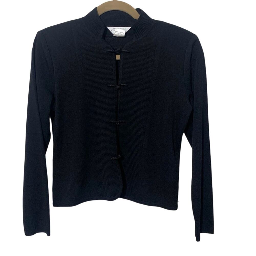 Exclusively Misook Petite S Black Asian style jacket top blouse‎ black